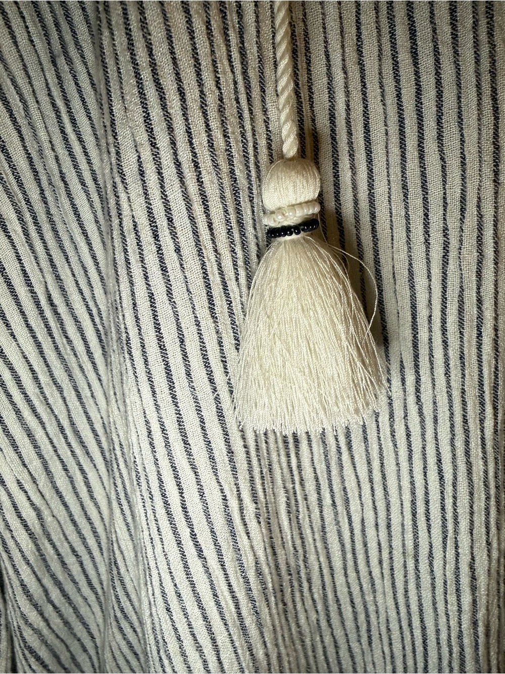 J. Jill Cream and Navy Striped Top with Embroidered Neckline - Picture 8 of 11